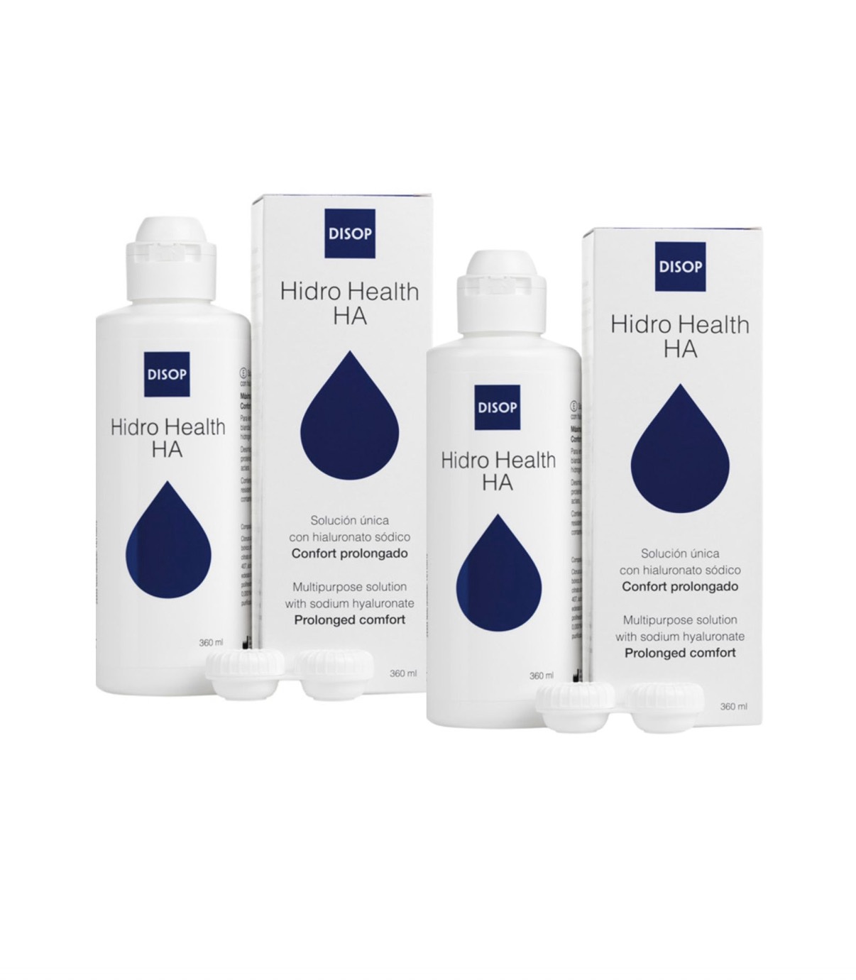 Pachet solutie intretinere lentile de contact, Hidro Health HA, 2x 360 ml